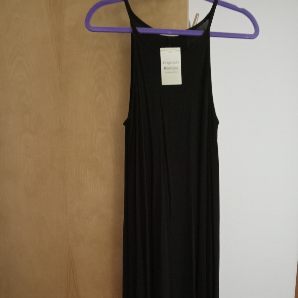 Black high neck midi dress